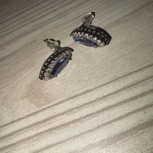 Elegant Blue and Silver Marquise Earrings